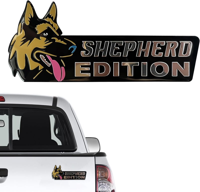 Queenik Dog Edition 3D Car Badge, Laser Cutting Metal Emblem, Cute Dogs Decals (Shepherd) - Image 1